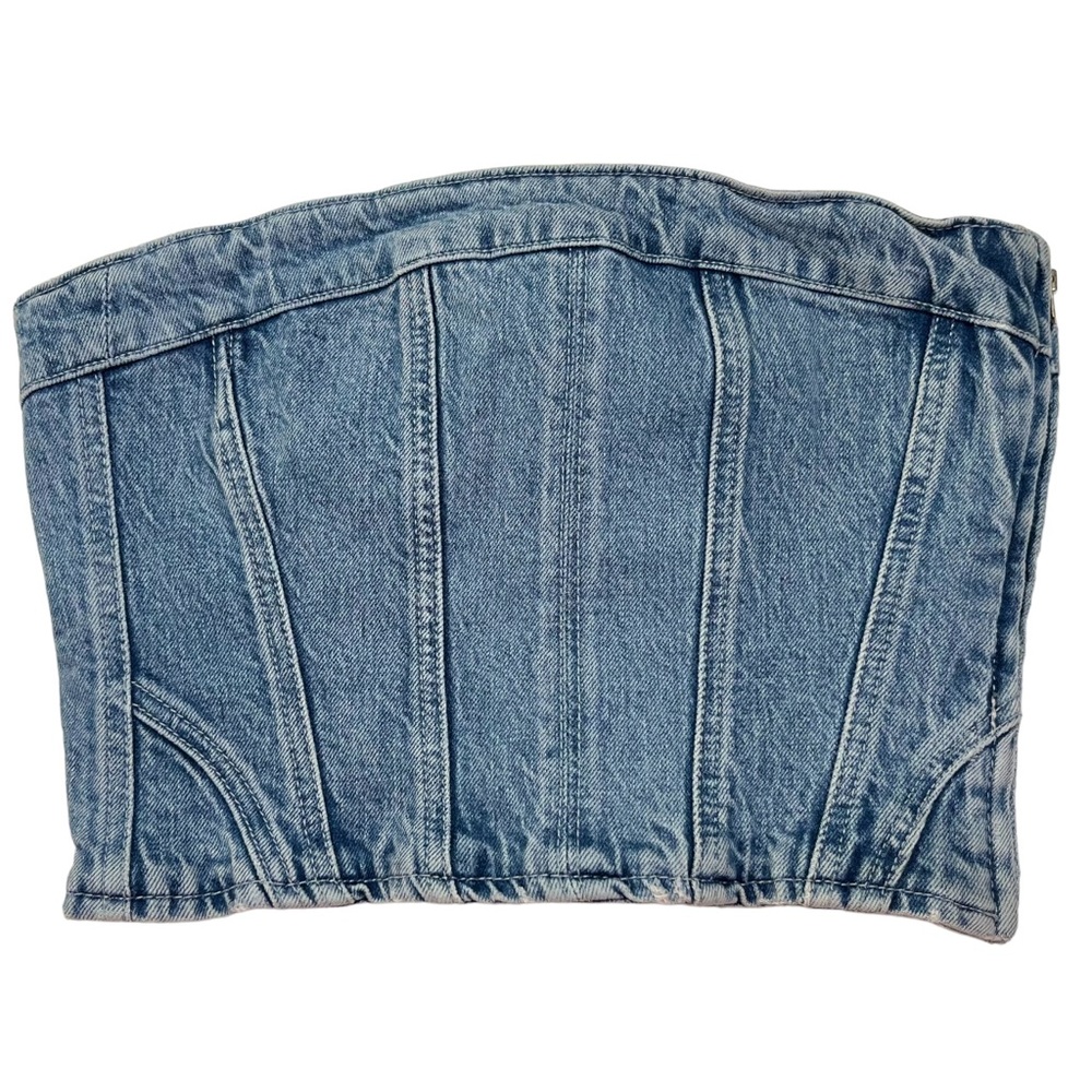 Zara Denim Tube Top Strapless Blue Light Wash Size Small